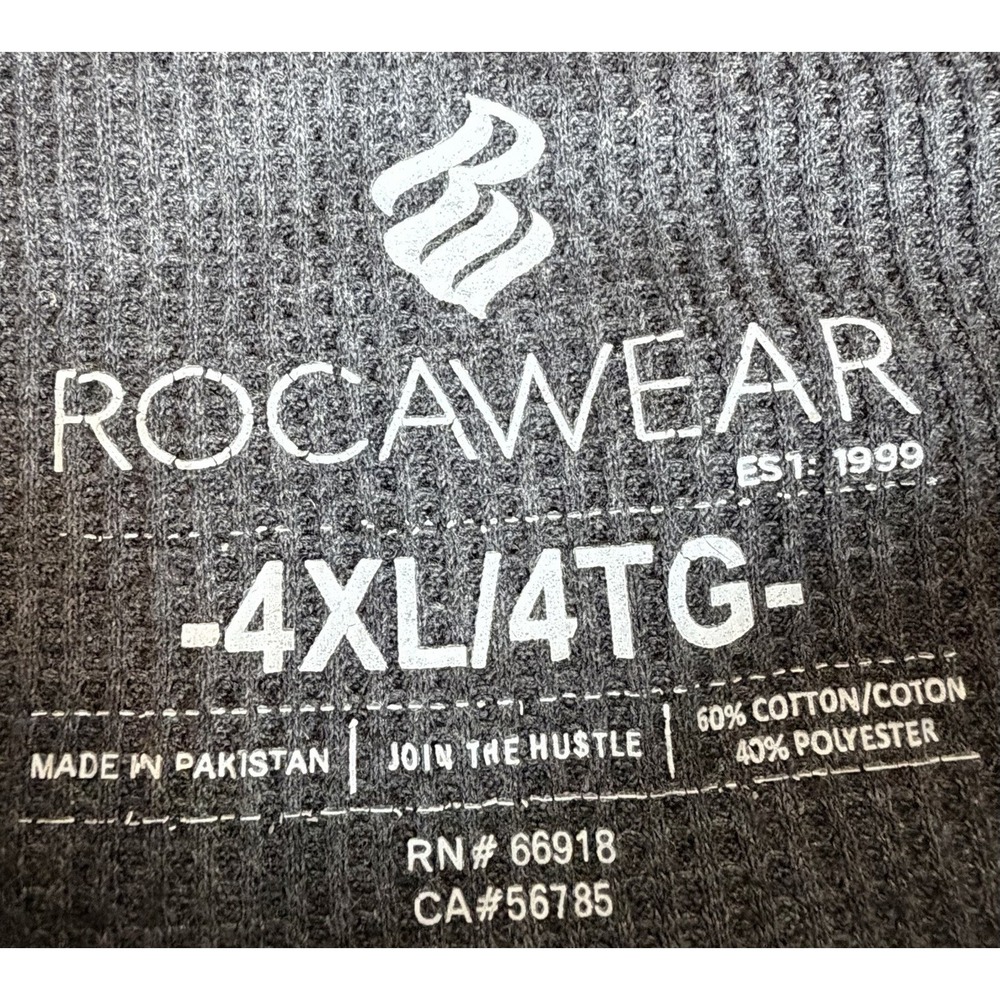 Rocawear Men's 4XLT Gray Thermal Waffle Knit Long Sleeve Shirt Y2K - Picture 3 of 7